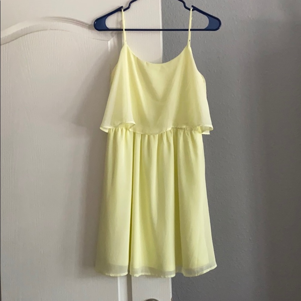 YELLOW SUMMER DRESS WITH FLAP LAYER ON TOP